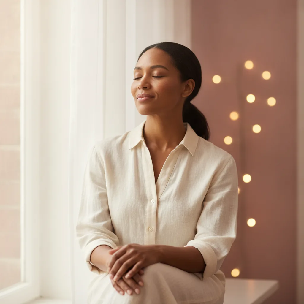 A woman standing confidently in soft morning light